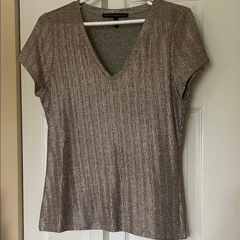 Metallic V-Neck Women's Top